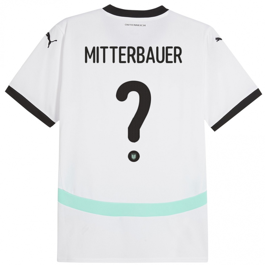 Niño Fútbol Camiseta Austria Elias Mitterbauer #0 Blanco 2ª Equipación 24-26