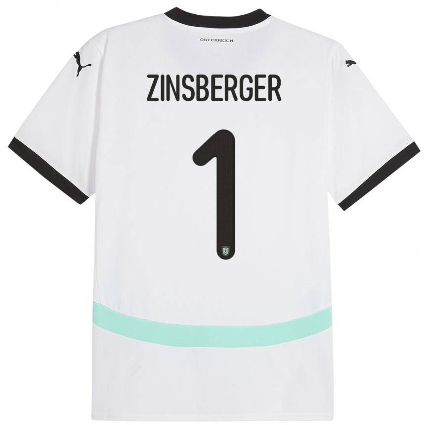 Niño Fútbol Camiseta Austria Manuela Zinsberger #1 Blanco 2ª Equipación 24-26