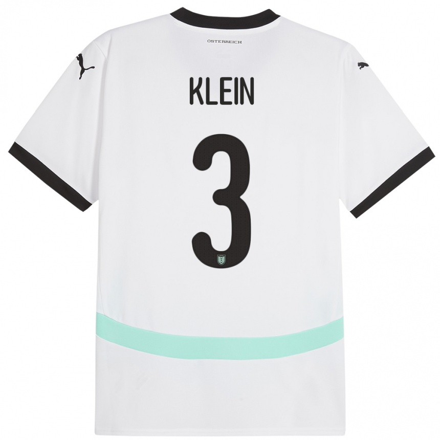 Niño Fútbol Camiseta Austria Jennifer Klein #3 Blanco 2ª Equipación 24-26