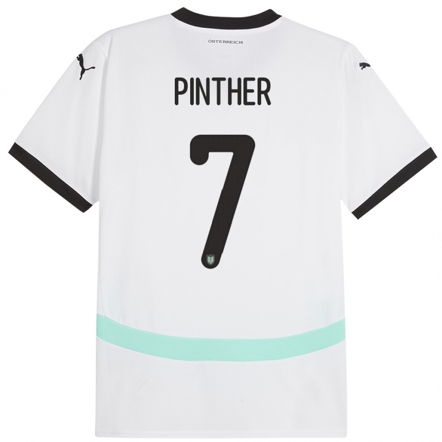 Niño Fútbol Camiseta Austria Viktoria Pinther #7 Blanco 2ª Equipación 24-26