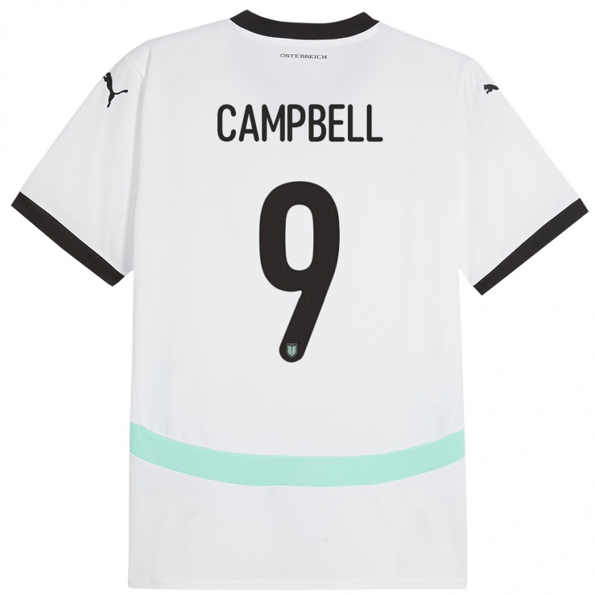 Niño Fútbol Camiseta Austria Eileen Campbell #9 Blanco 2ª Equipación 24-26