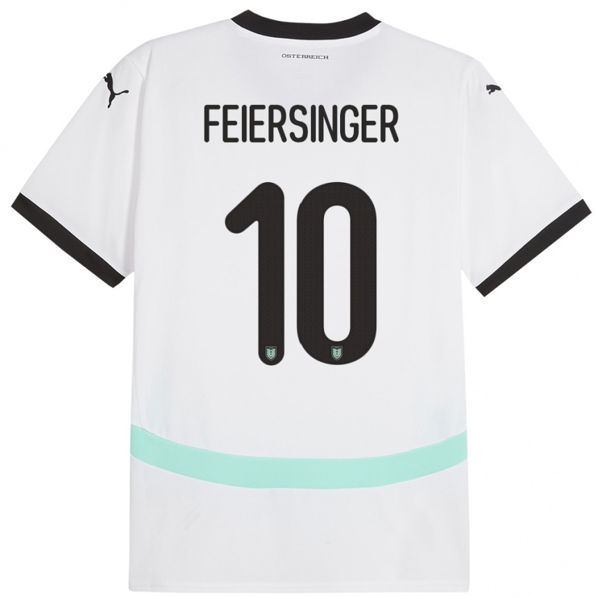 Niño Fútbol Camiseta Austria Laura Feiersinger #10 Blanco 2ª Equipación 24-26