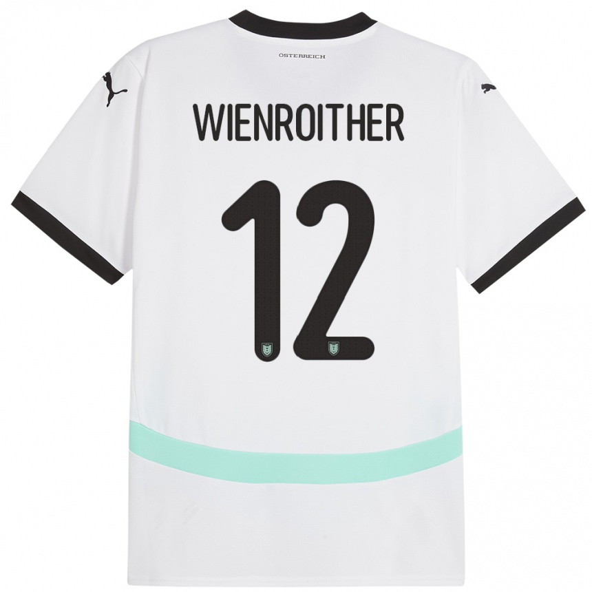 Niño Fútbol Camiseta Austria Laura Wienroither #12 Blanco 2ª Equipación 24-26