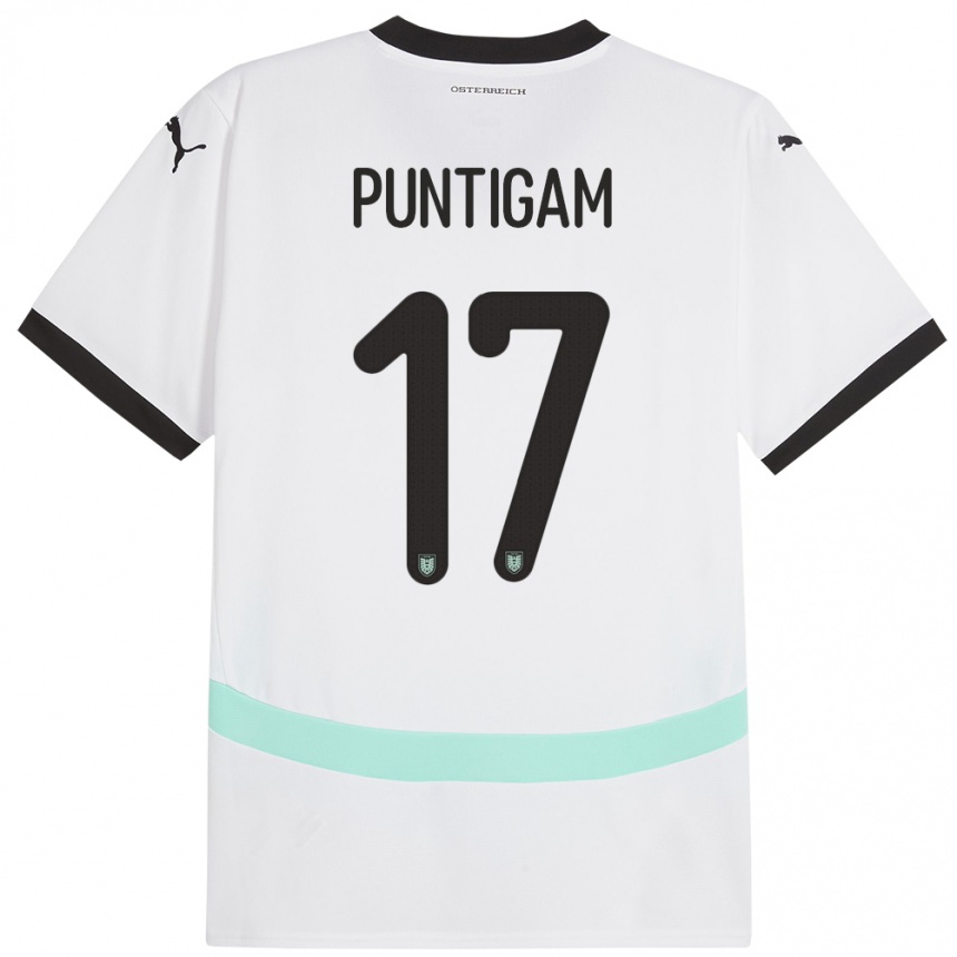 Niño Fútbol Camiseta Austria Sarah Puntigam #17 Blanco 2ª Equipación 24-26