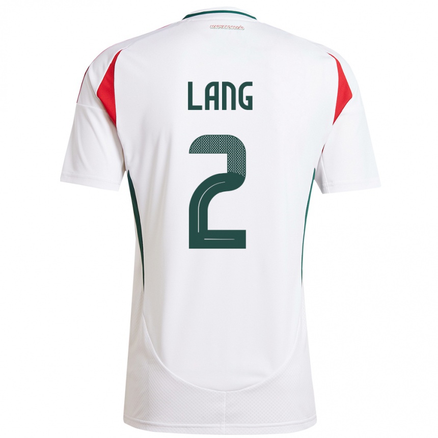 Niño Fútbol Camiseta Hungría Ádám Lang #2 Blanco 2ª Equipación 24-26