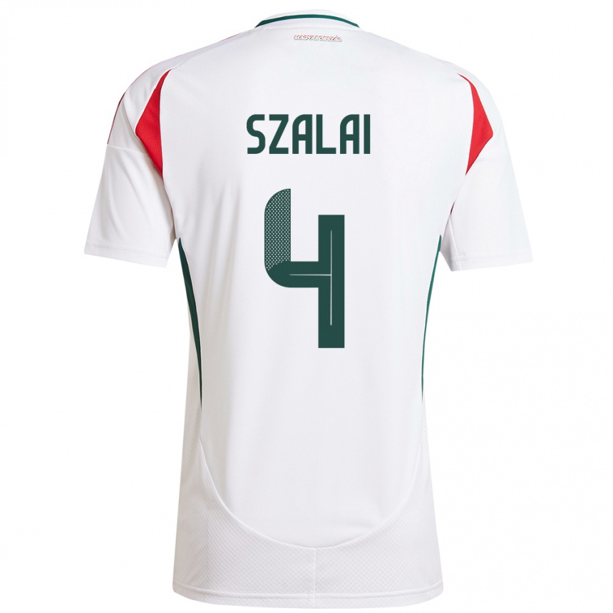 Niño Fútbol Camiseta Hungría Attila Szalai #4 Blanco 2ª Equipación 24-26