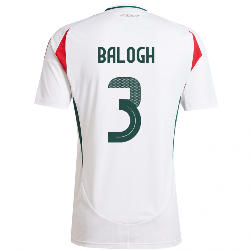 Niño Fútbol Camiseta Hungría Botond Balogh #3 Blanco 2ª Equipación 24-26