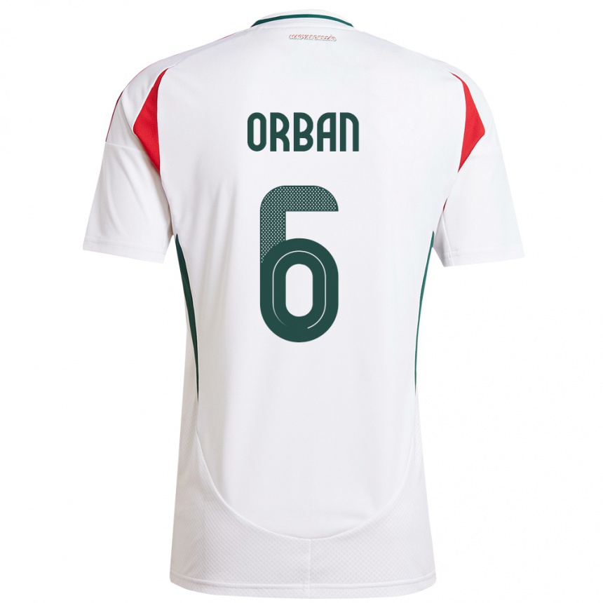 Niño Fútbol Camiseta Hungría Willi Orbán #6 Blanco 2ª Equipación 24-26