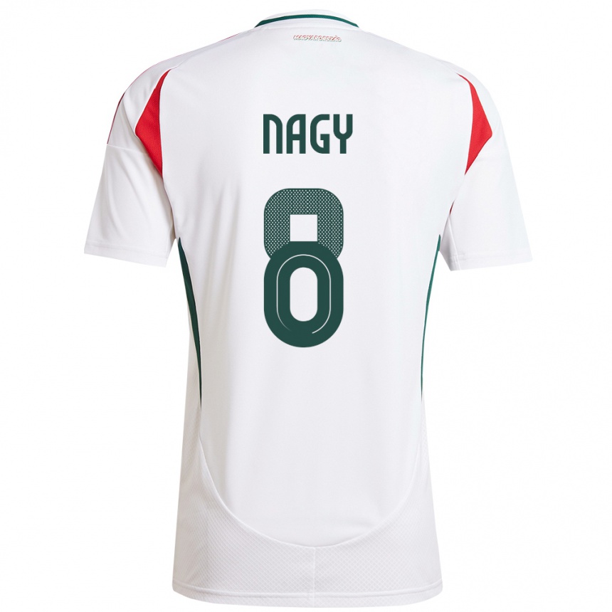 Niño Fútbol Camiseta Hungría Ádám Nagy #8 Blanco 2ª Equipación 24-26