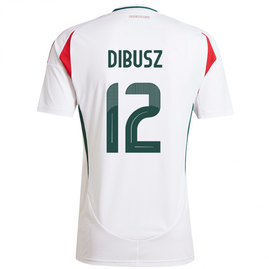 Niño Fútbol Camiseta Hungría Dénes Dibusz #12 Blanco 2ª Equipación 24-26