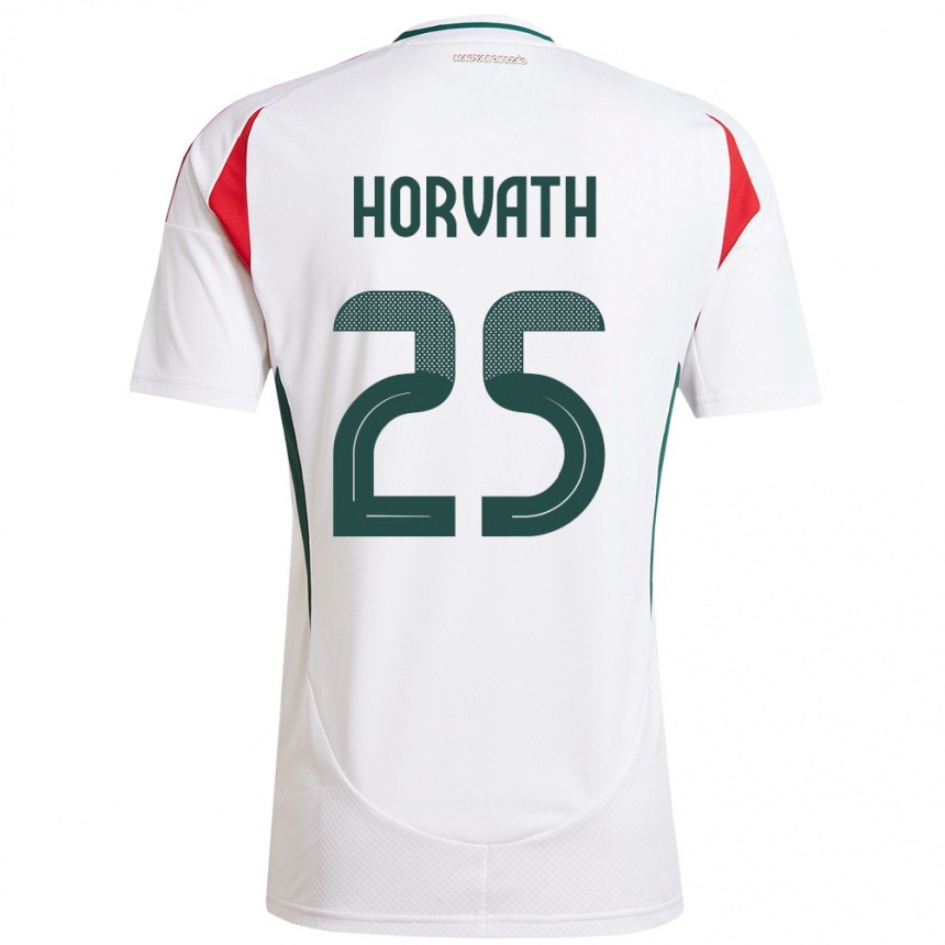 Niño Fútbol Camiseta Hungría Krisztofer Horváth #25 Blanco 2ª Equipación 24-26