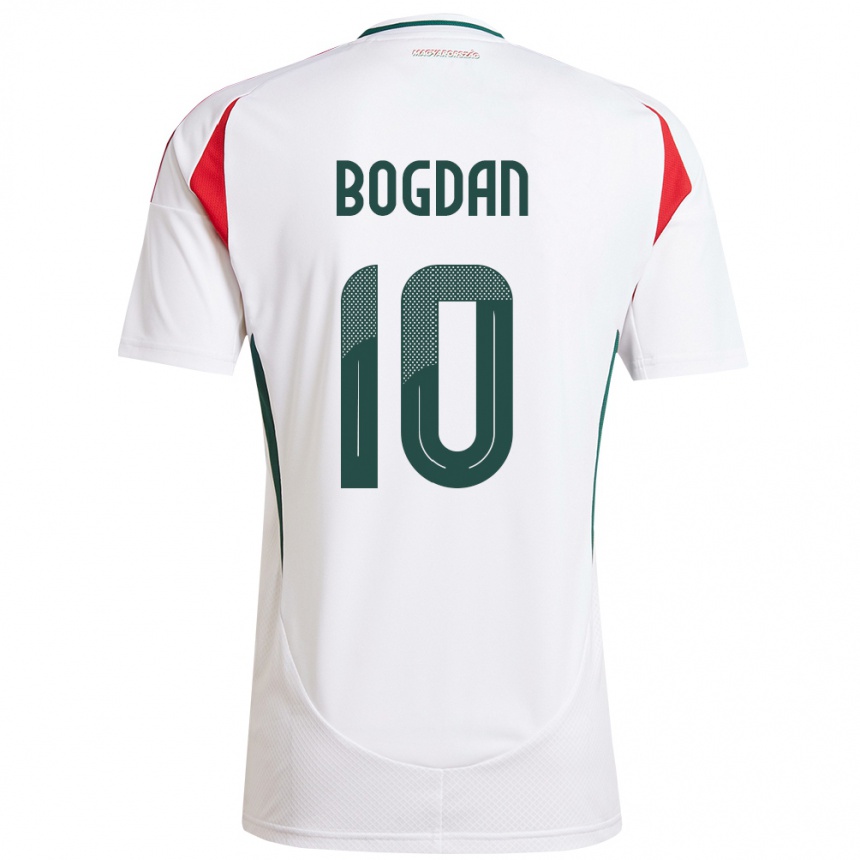 Niño Fútbol Camiseta Hungría Hunor Bogdán #10 Blanco 2ª Equipación 24-26