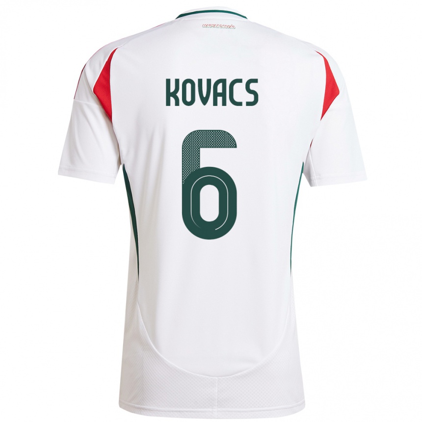 Niño Fútbol Camiseta Hungría Noel Kovács #6 Blanco 2ª Equipación 24-26