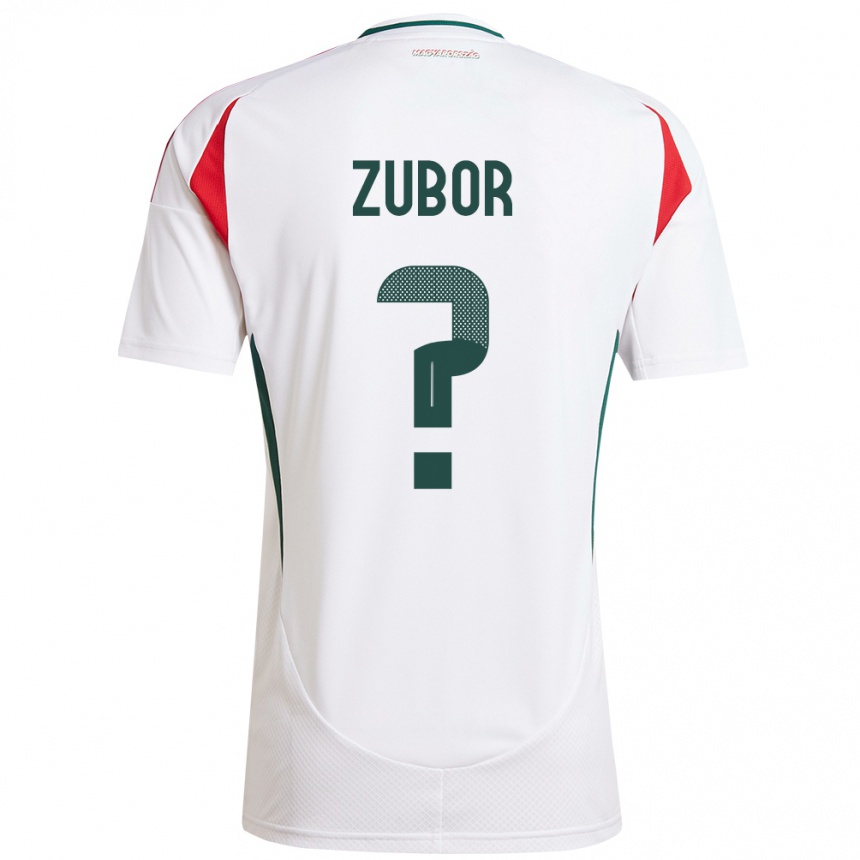 Niño Fútbol Camiseta Hungría Ádám Zubor #0 Blanco 2ª Equipación 24-26