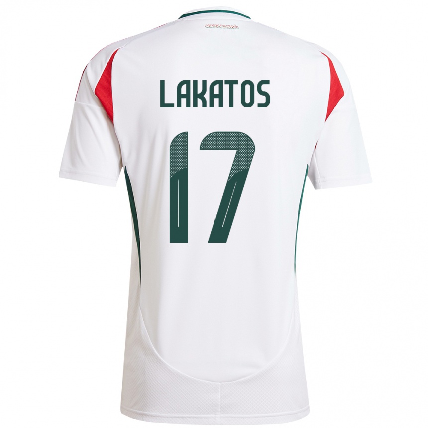 Niño Fútbol Camiseta Hungría Noel Lakatos #17 Blanco 2ª Equipación 24-26