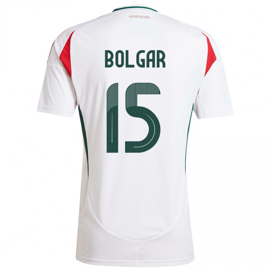 Niño Fútbol Camiseta Hungría Botond Bolgár #15 Blanco 2ª Equipación 24-26