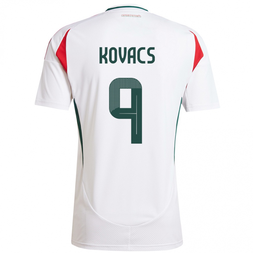 Niño Fútbol Camiseta Hungría Patrik Kovács #9 Blanco 2ª Equipación 24-26