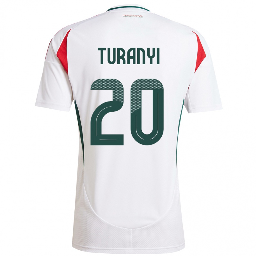 Niño Fútbol Camiseta Hungría Lilla Turányi #20 Blanco 2ª Equipación 24-26