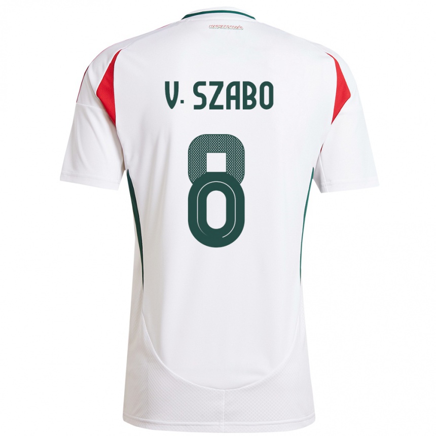 Niño Fútbol Camiseta Hungría Viktória Szabó #8 Blanco 2ª Equipación 24-26