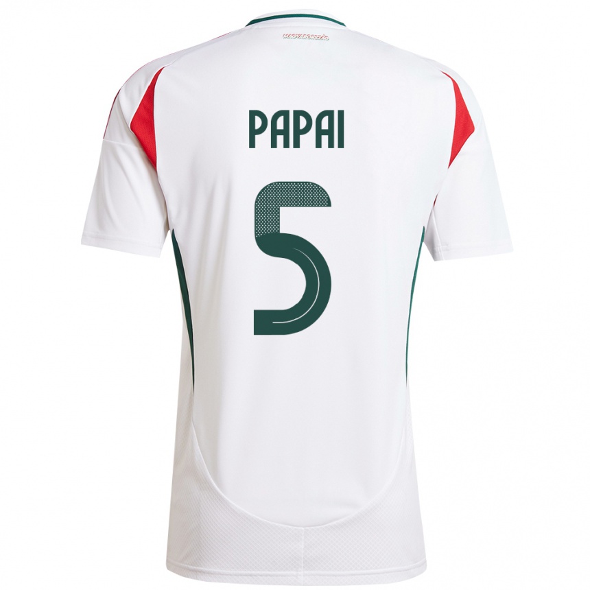 Niño Fútbol Camiseta Hungría Emőke Pápai #5 Blanco 2ª Equipación 24-26