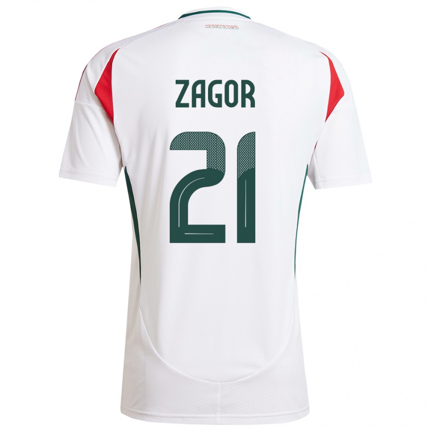 Niño Fútbol Camiseta Hungría Bernadett Zágor #21 Blanco 2ª Equipación 24-26