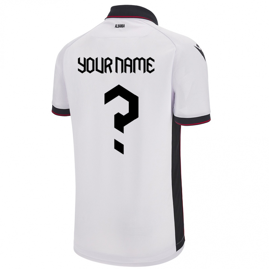 Niño Fútbol Camiseta Albania Su Nombre #0 Blanco 2ª Equipación 24-26