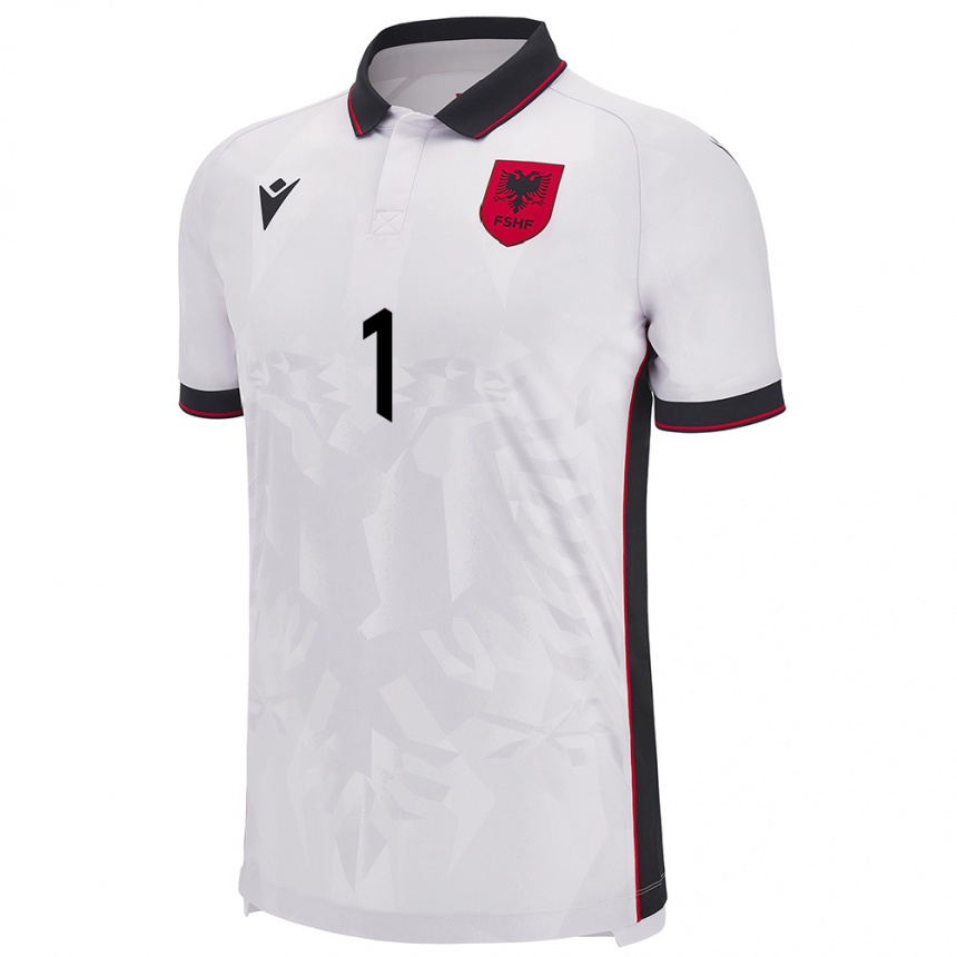 Niño Fútbol Camiseta Albania Alain Taho #1 Blanco 2ª Equipación 24-26