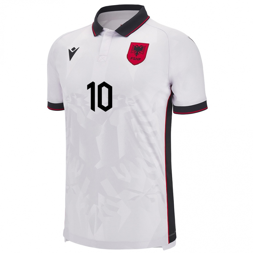 Niño Fútbol Camiseta Albania Qëndresa Krasniqi #10 Blanco 2ª Equipación 24-26