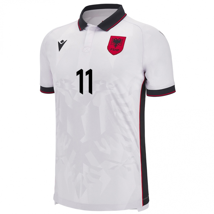 Niño Fútbol Camiseta Albania Myrto Uzuni #11 Blanco 2ª Equipación 24-26