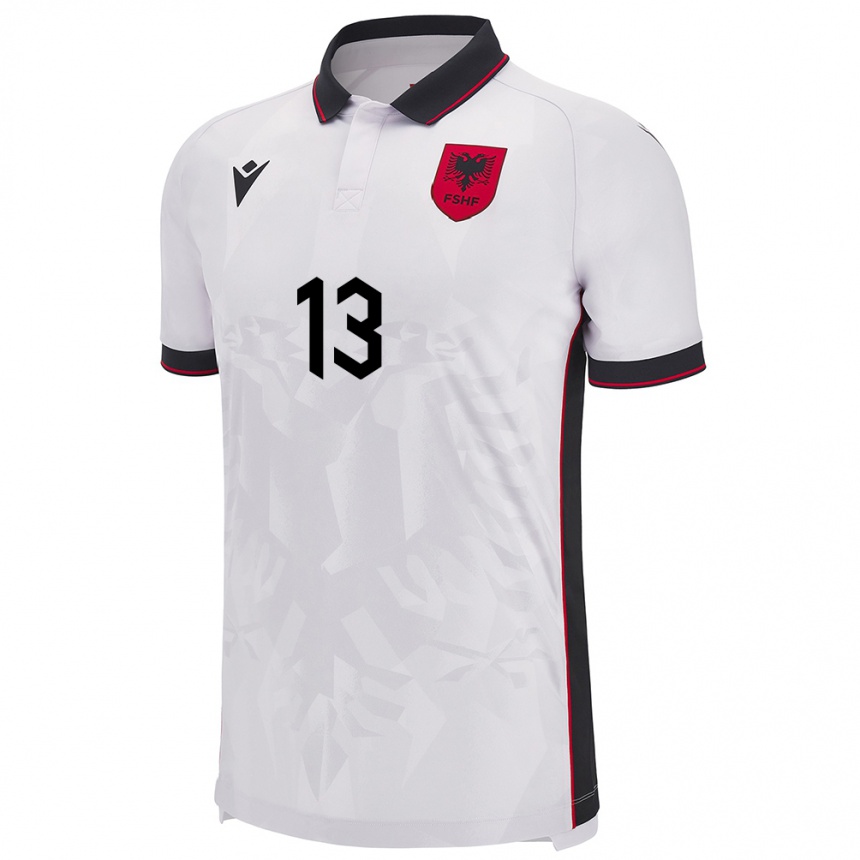 Niño Fútbol Camiseta Albania Enea Mihaj #13 Blanco 2ª Equipación 24-26