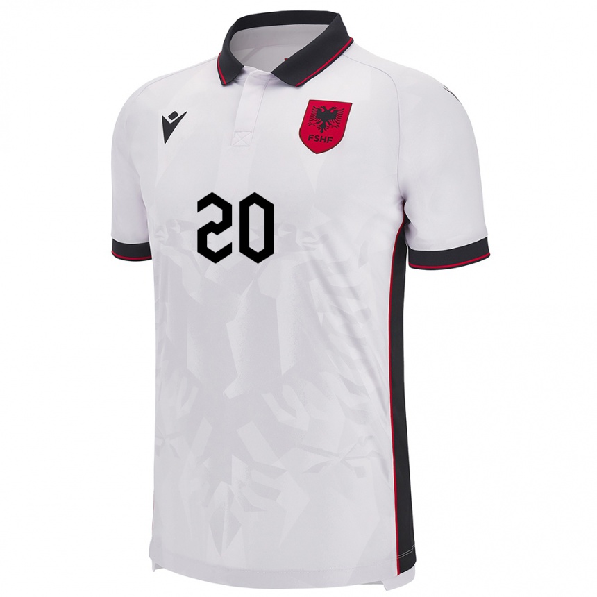 Niño Fútbol Camiseta Albania Dejvid Janaqi #20 Blanco 2ª Equipación 24-26