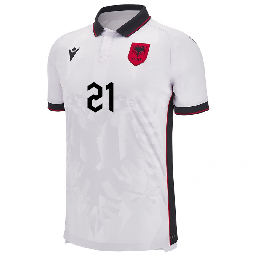 Niño Fútbol Camiseta Albania Ardit Nikaj #21 Blanco 2ª Equipación 24-26