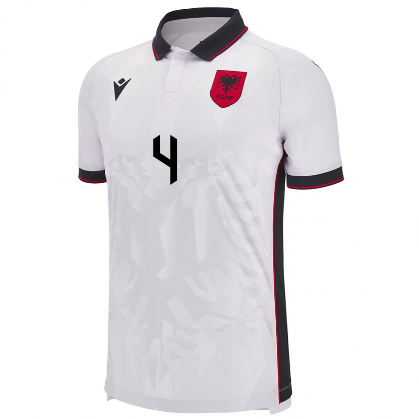 Niño Fútbol Camiseta Albania Adrian Bajrami #4 Blanco 2ª Equipación 24-26