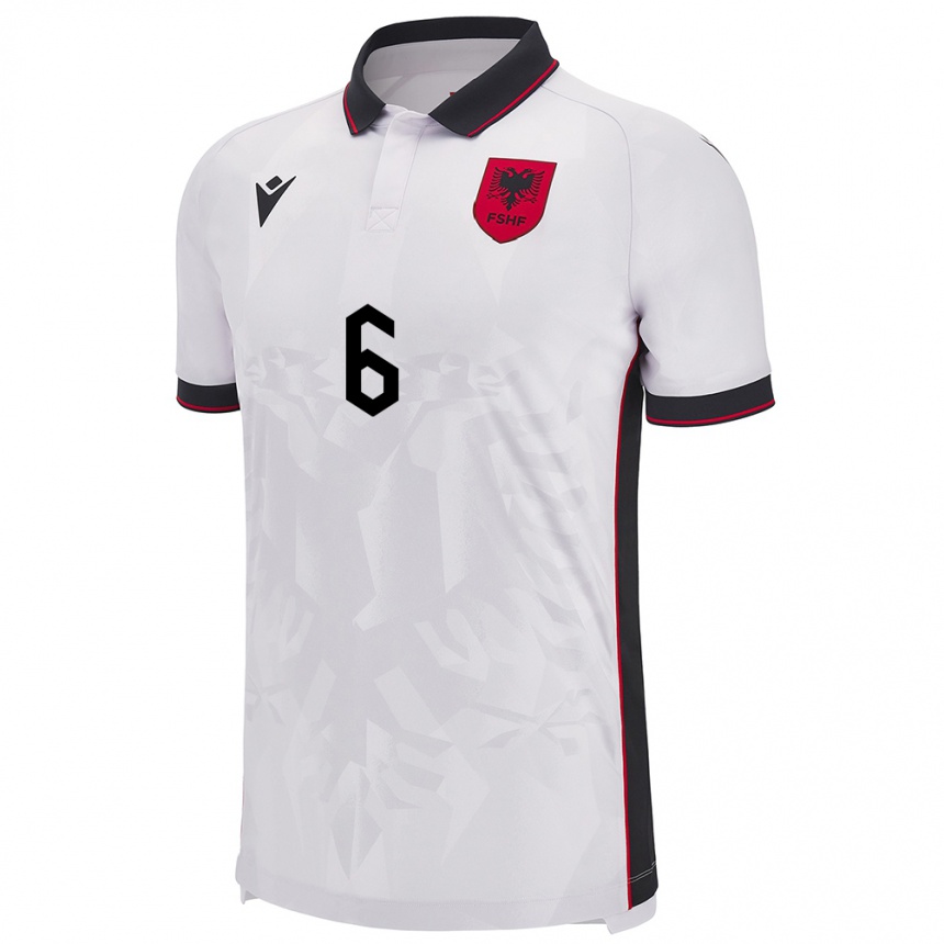 Niño Fútbol Camiseta Albania Jordi Jaku #6 Blanco 2ª Equipación 24-26