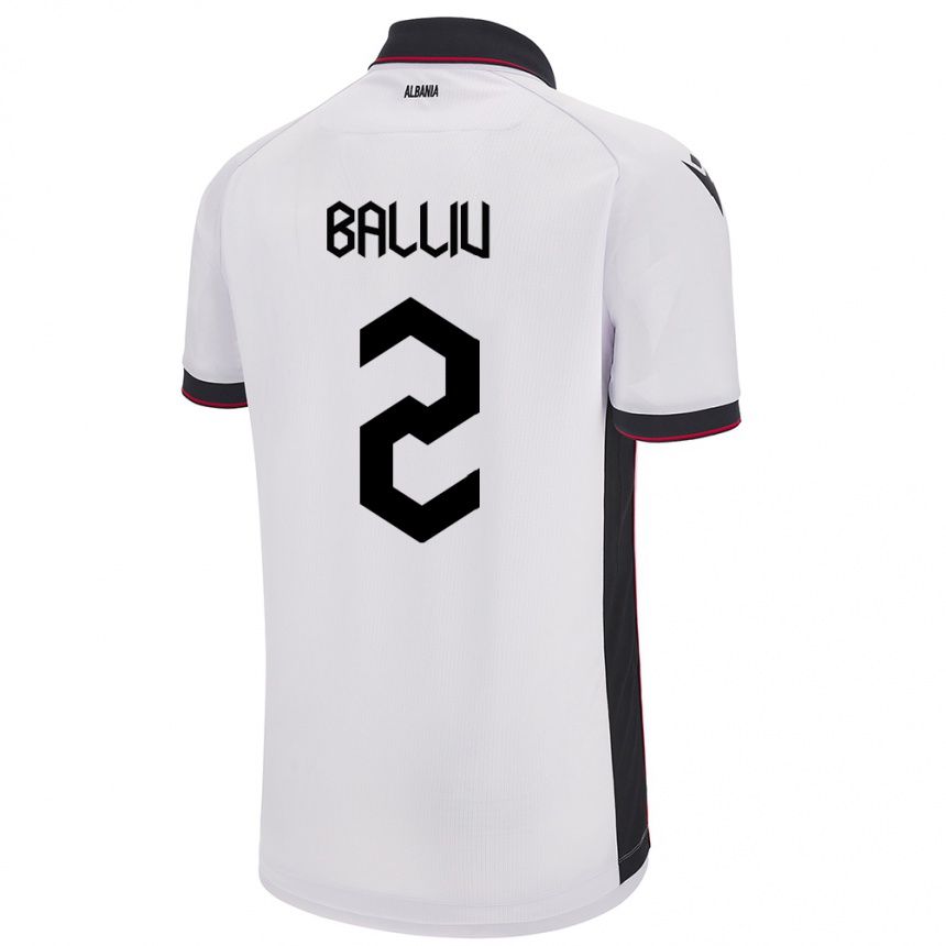 Niño Fútbol Camiseta Albania Iván Balliu #2 Blanco 2ª Equipación 24-26