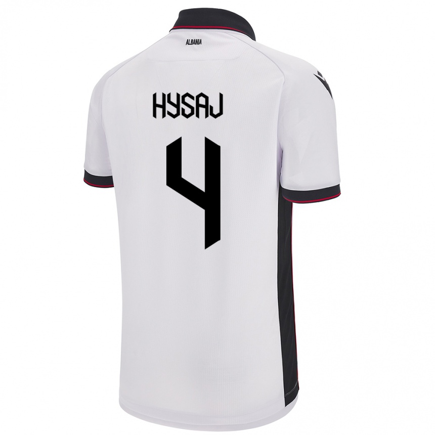 Niño Fútbol Camiseta Albania Elseid Hysaj #4 Blanco 2ª Equipación 24-26