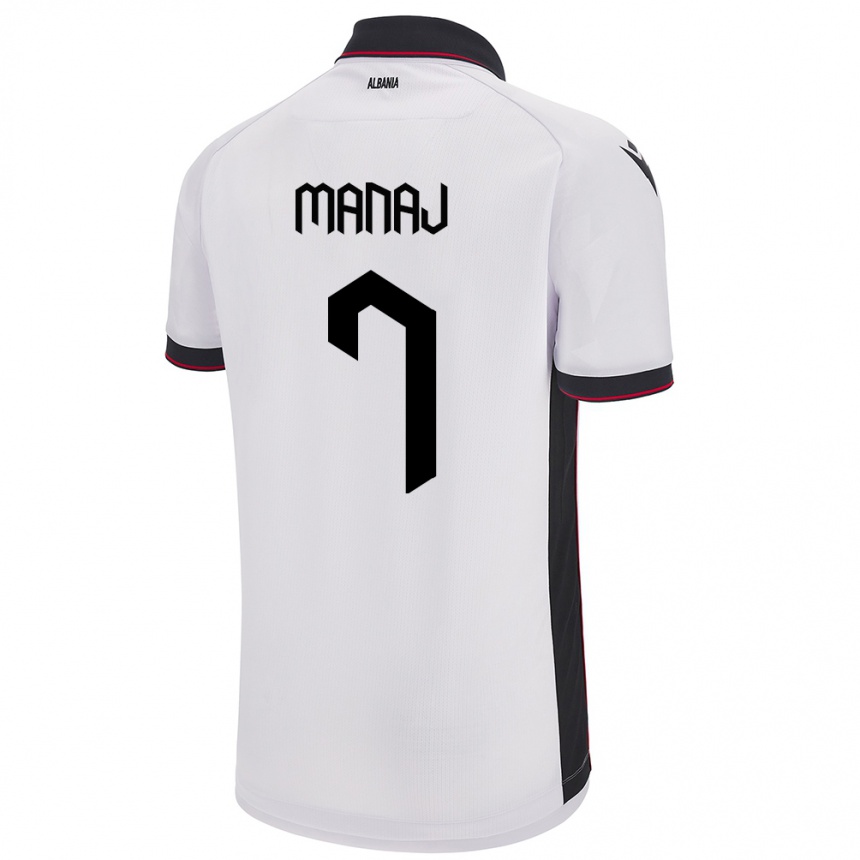 Niño Fútbol Camiseta Albania Rey Manaj #7 Blanco 2ª Equipación 24-26