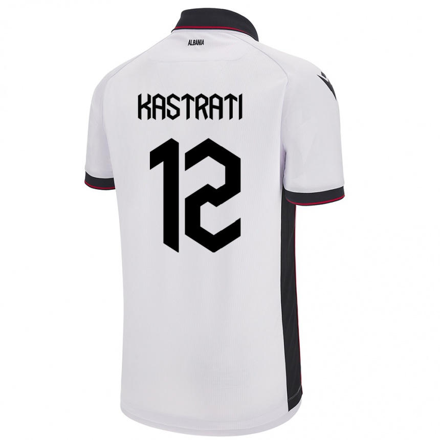 Niño Fútbol Camiseta Albania Elhan Kastrati #12 Blanco 2ª Equipación 24-26