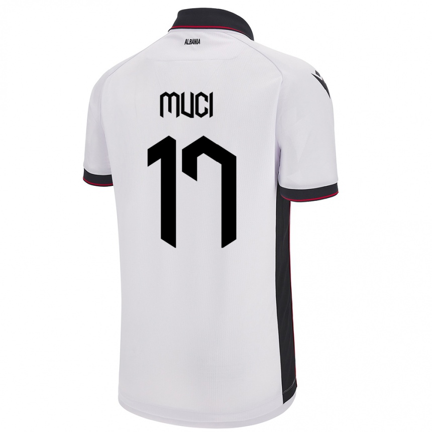 Niño Fútbol Camiseta Albania Ernest Muci #17 Blanco 2ª Equipación 24-26