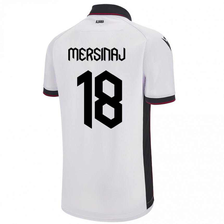 Niño Fútbol Camiseta Albania Jon Mersinaj #18 Blanco 2ª Equipación 24-26