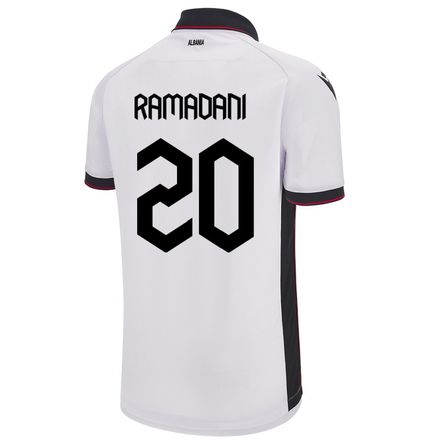 Niño Fútbol Camiseta Albania Ylber Ramadani #20 Blanco 2ª Equipación 24-26