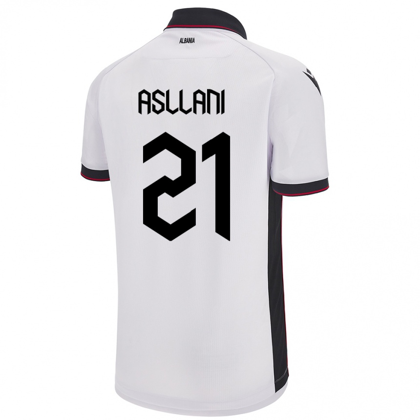 Niño Fútbol Camiseta Albania Kristjan Asllani #21 Blanco 2ª Equipación 24-26