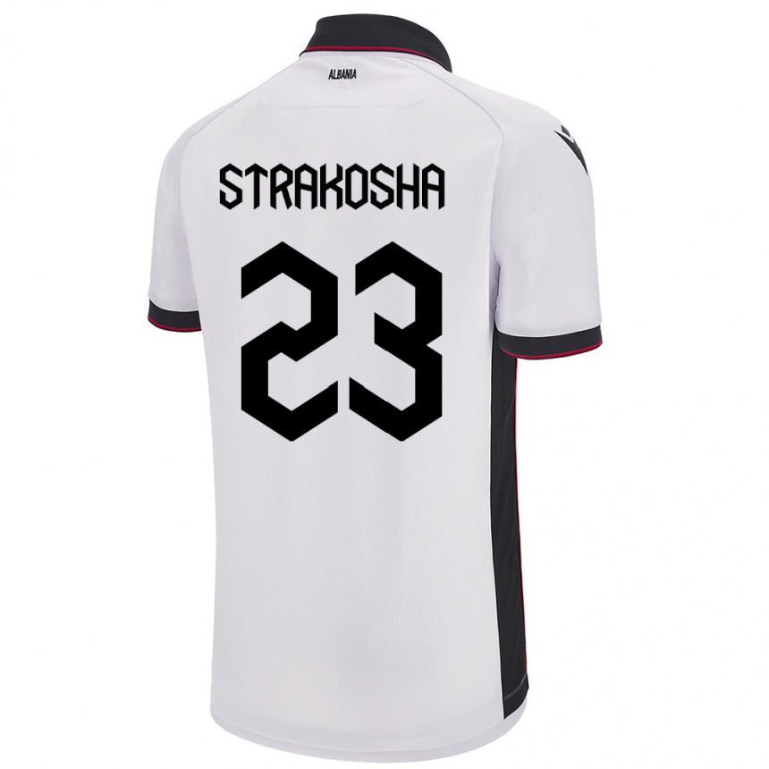 Niño Fútbol Camiseta Albania Thomas Strakosha #23 Blanco 2ª Equipación 24-26