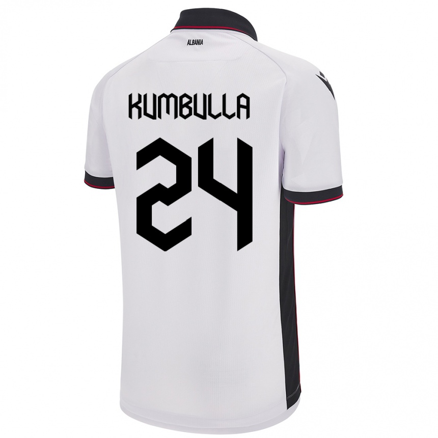 Niño Fútbol Camiseta Albania Marash Kumbulla #24 Blanco 2ª Equipación 24-26