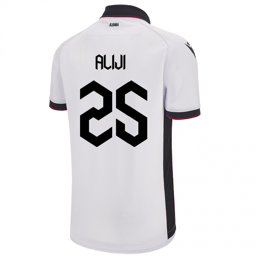 Niño Fútbol Camiseta Albania Naser Aliji #25 Blanco 2ª Equipación 24-26