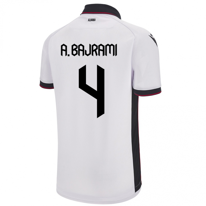 Niño Fútbol Camiseta Albania Adrian Bajrami #4 Blanco 2ª Equipación 24-26