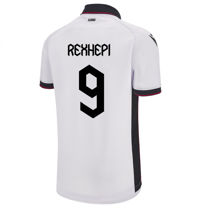 Niño Fútbol Camiseta Albania Arlind Rexhepi #9 Blanco 2ª Equipación 24-26