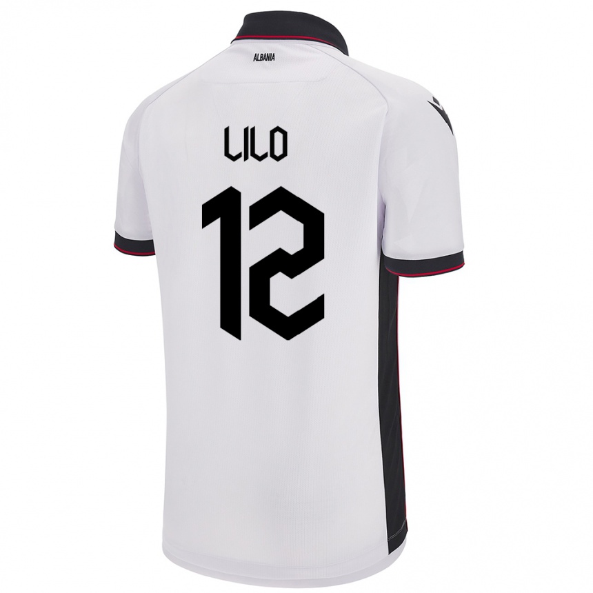 Niño Fútbol Camiseta Albania Klidman Lilo #12 Blanco 2ª Equipación 24-26