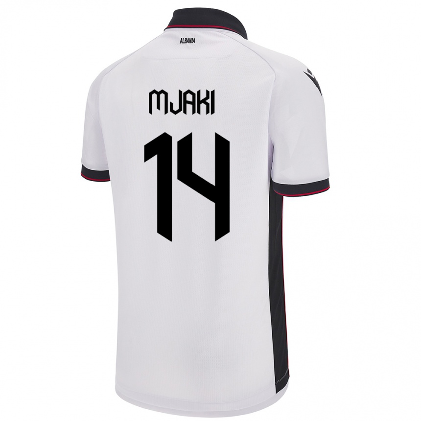 Niño Fútbol Camiseta Albania Agan Mjaki #14 Blanco 2ª Equipación 24-26