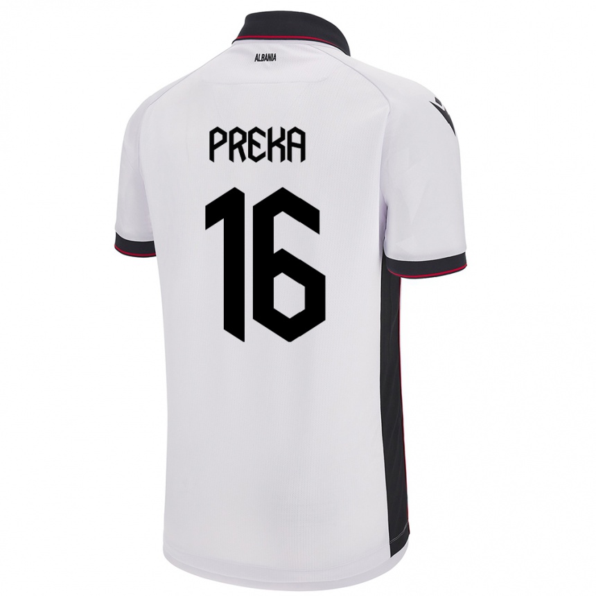 Niño Fútbol Camiseta Albania Marcelino Preka #16 Blanco 2ª Equipación 24-26